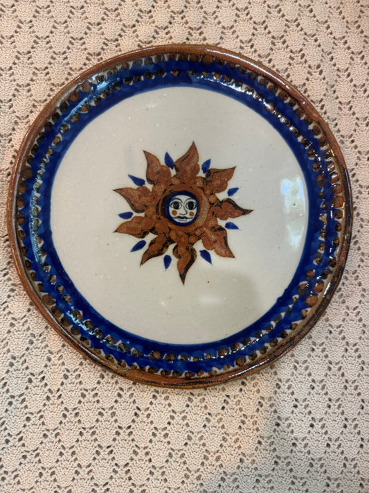 Mexican Pottery Plate – Ceramic Sun Design (Sol) Folk Art Serving Dish
