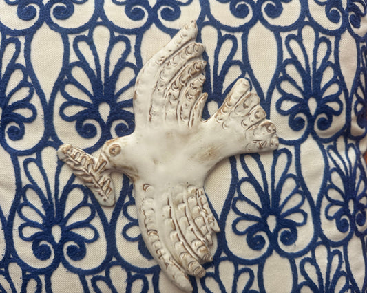 Handmade Ceramic Peace Dove with Olive Branch