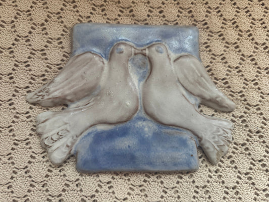 Handmade Ceramic Dove Motif Wall Decor