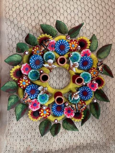 Unique handmade Advent Candleholder with Mexican motifs