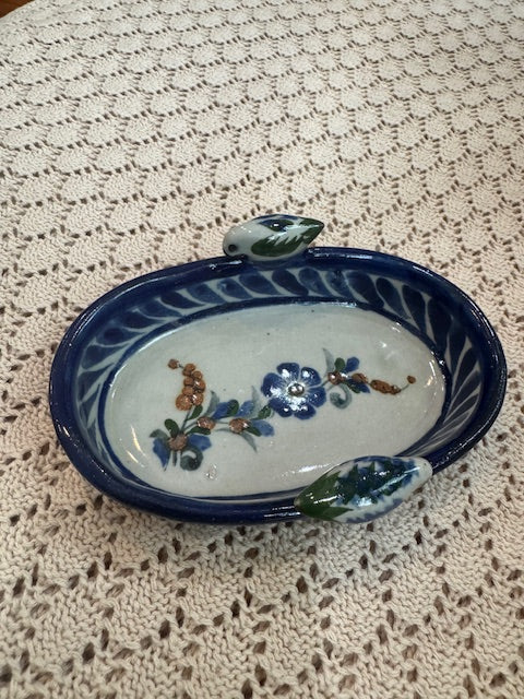 Mexican Flower motif small dish with bird design elements