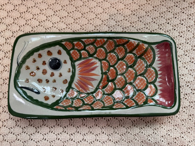 Mexican Pottery Serving Dish – Ceramic Platter with Fish Design, Vibrant Colors