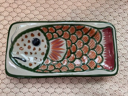 Mexican Pottery Serving Dish – Ceramic Platter with Fish Design, Vibrant Colors